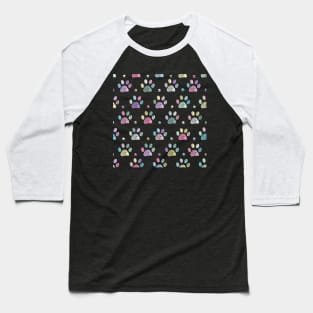 Colorful paw prints pattern Baseball T-Shirt